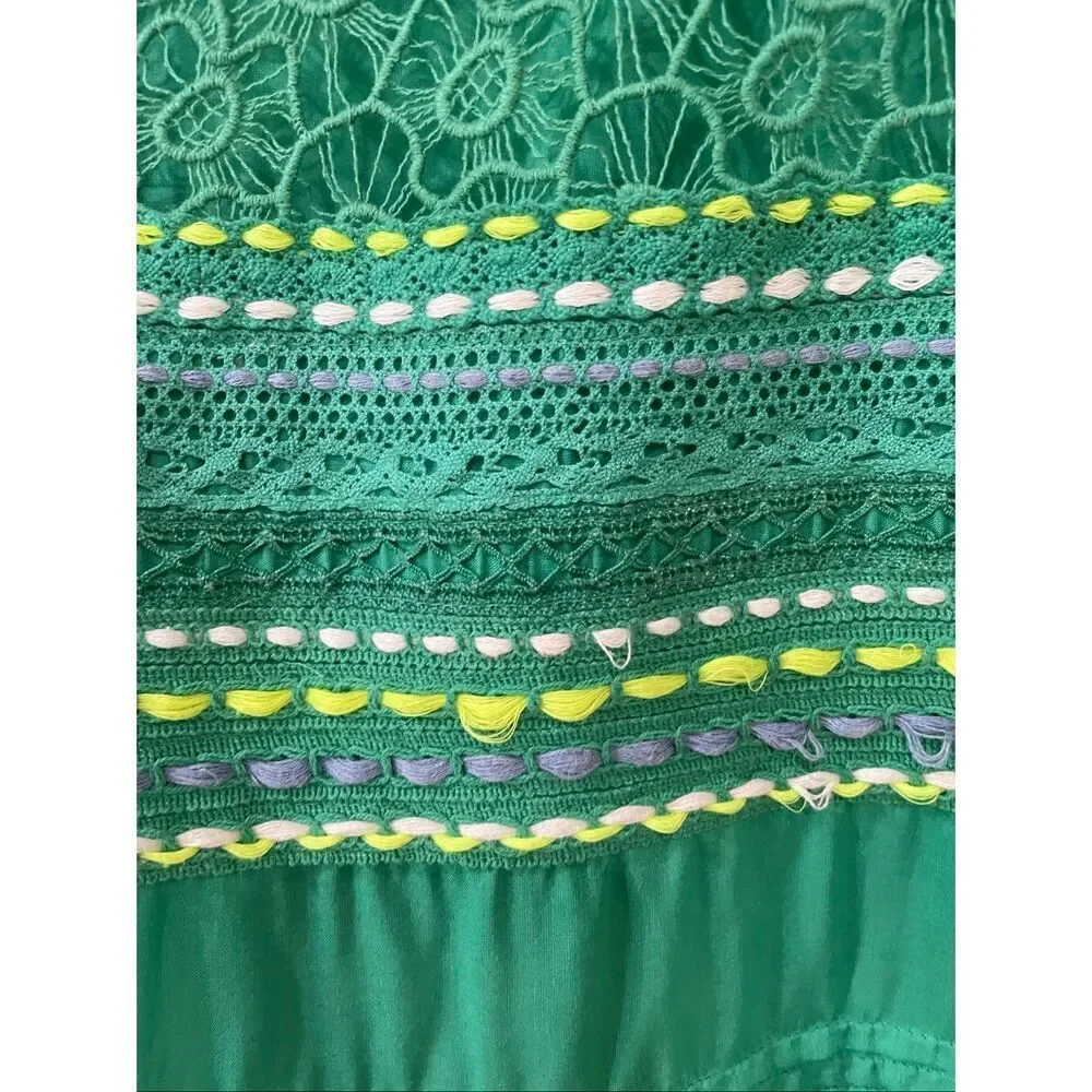 Anthropologie Bl^nk London green lace and embroidered blouse size XS